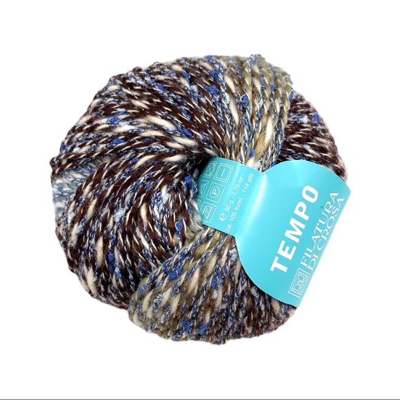 FILATURA DI CROSA TEMPO #82 Yarn Blue Brown Multi - Picture 3 of 5